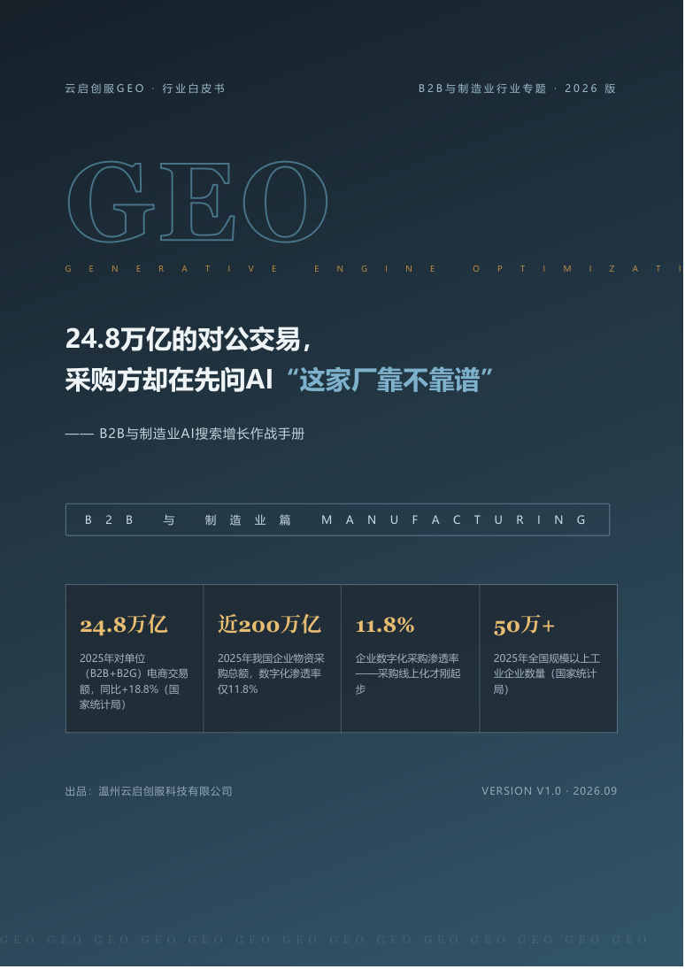 B2B与制造业行业 GEO 白皮书封面
